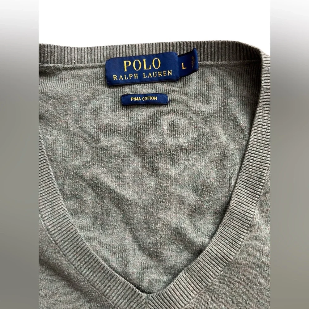 LN polo Ralph Lauren men’s v-neck sweater green Christmas large L - Picture 4 of 6